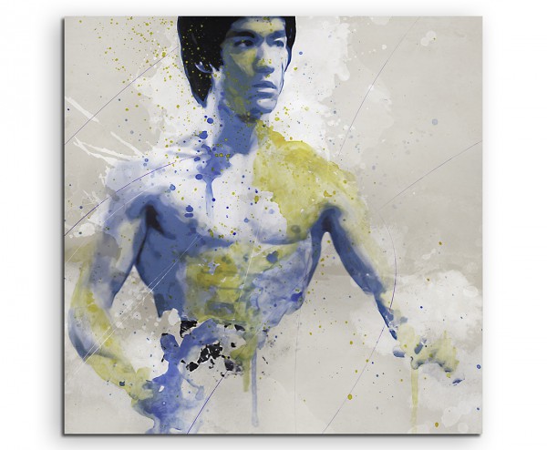 Bruce Lee Splash 60x60cm Kunstbild als Aquarell auf Leinwand