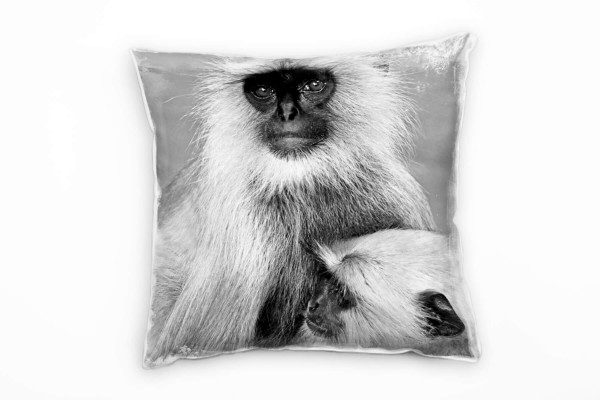 Tiere, Affen, grau Deko Kissen 40x40cm für Couch Sofa Lounge Zierkissen