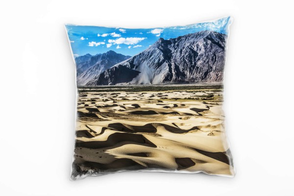 Wüste, Sand, Berge, braun, grau, blau Deko Kissen 40x40cm für Couch Sofa Lounge Zierkissen