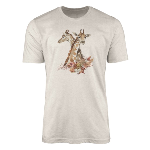 Herren Shirt 100% gekämmte Bio-Baumwolle T-Shirt Aquarell Giraffen Motiv Nachhaltig Ökomode aus ern