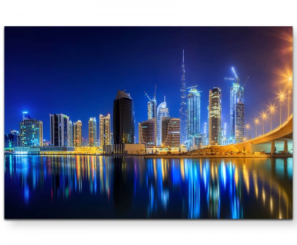 Skyline Dubai bei Nacht - Leinwandbild