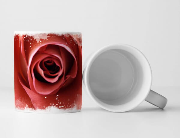 Tasse Geschenk Naturfotografie – Lachsfarbene romantische Rose