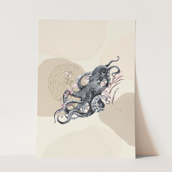 Wandbild Oktopus exklusives Design Pastelltöne Wasserfarben