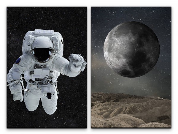 2 Bilder je 60x90cm Astronaut Mond Nasa Weltraum Mars Raumfahrt Weltall