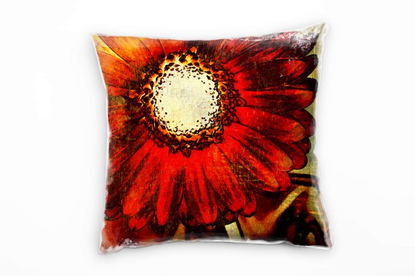 Blumen, rot, gemalt, Nahaufnahme Deko Kissen 40x40cm für Couch Sofa Lounge Zierkissen