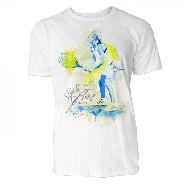 Tennisspielerin seitlich Sinus Art ® T-Shirt Crewneck Tee with Frontartwork