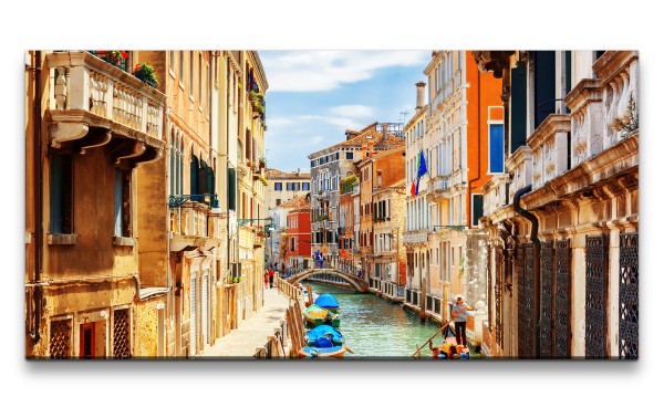 Leinwandbild 120x60cm Venedig Italien Gondel Romantisch Historisch Altstadt