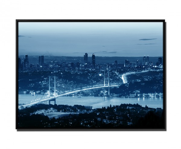 105x75cm Leinwandbild Petrol Sonnenuntergang Bosporusbrücke Istanbul