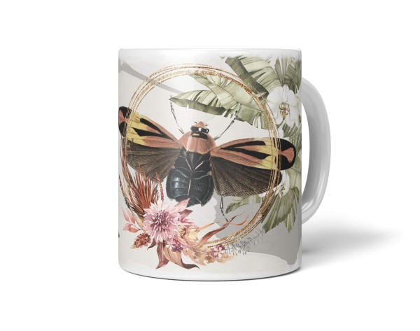 Dekorative Tasse mit schönem Motiv Vintage Hummel Blumen Frühling Pastelltöne Kunstvoll