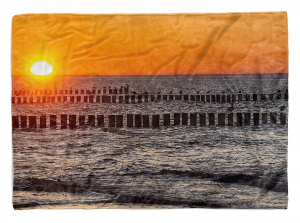 Handtuch Strandhandtuch Saunatuch Kuscheldecke mit Fotomotiv Sonne Abendröte Me