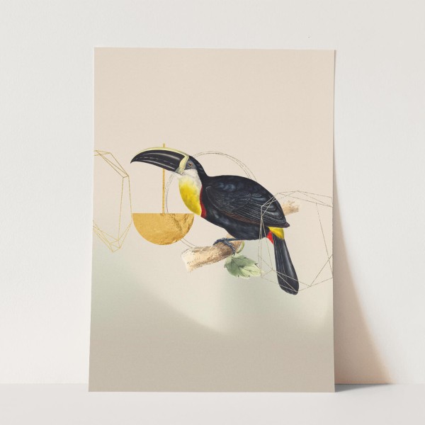 Vogel Motiv Tukan einzigartiges Design Gold Pastelltöne Kunstvoll