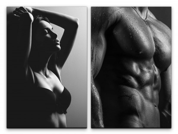 2 Bilder je 60x90cm Sexy Aktfotografie Erotisch Sinnlich Muskulös Mann Frau