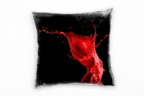Abstrakt, Farben, Farbspritzer, rot, schwarz Deko Kissen 40x40cm für Couch Sofa Lounge Zierkissen