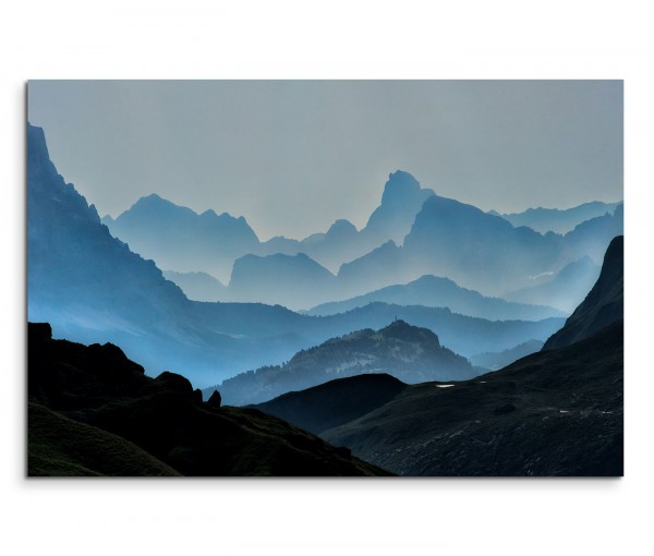 120x80cm Wandbild Berge Nebel Morgengrauen