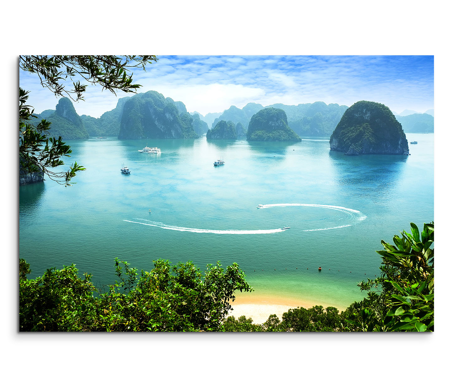 Leinwandbild 120x80cm auf Keilrahmen Wasser,Halong Bay,Felsen,Vietnam