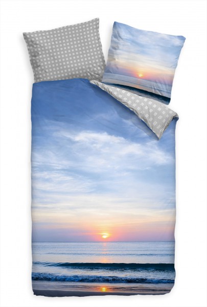 Wolken Sonnenuntergang Strand Bettwäsche Set 135x200 cm + 80x80cm Atmungsaktiv