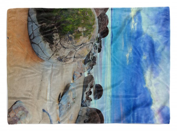Handtuch Strandhandtuch Saunatuch Kuscheldecke mit Fotomotiv Felsen Strand Meer