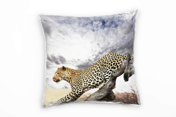 Tiere, bunt, Leopard, Afrika, Raubtier Deko Kissen 40x40cm für Couch Sofa Lounge Zierkissen