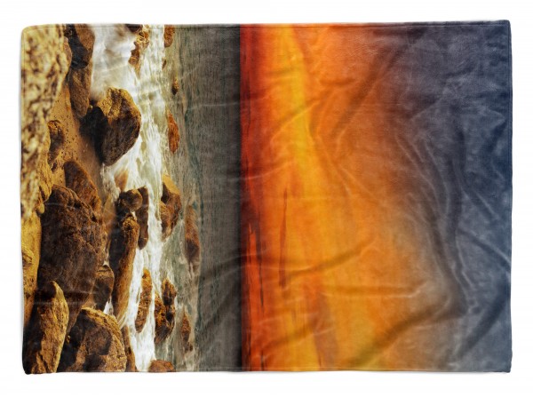 Handtuch Strandhandtuch Saunatuch Kuscheldecke mit Fotomotiv Meer Horizont rote