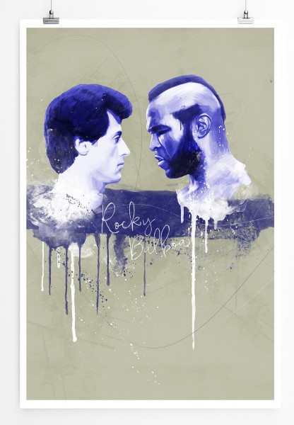 Rocky Balboa 90x60cm Paul Sinus Art Splash Art Wandbild als Poster ohne Rahmen gerollt