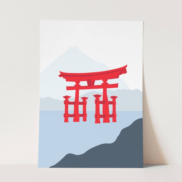 Japan Schrein im Wasser Itsukushima-Schrein Minimal Abstrakt Dekorativ