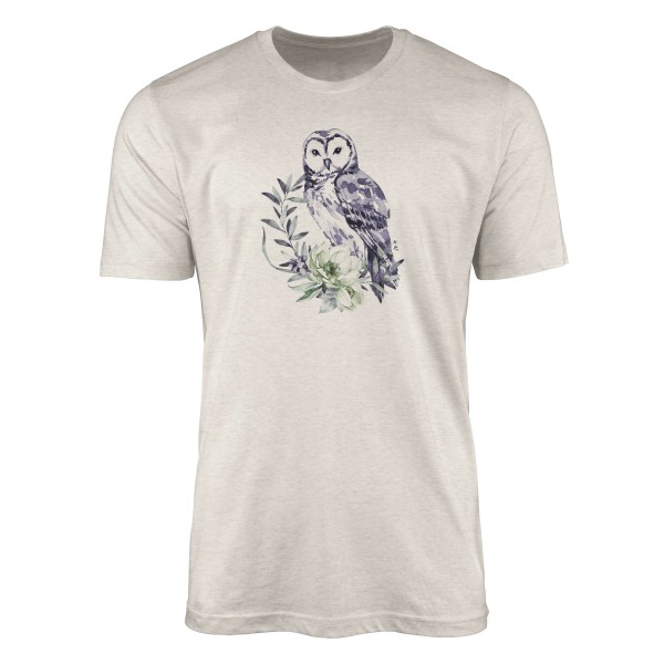 Herren Shirt Organic T-Shirt Aquarell Motiv Eule Bio-Baumwolle Ökomode Nachhaltig Farbe