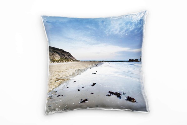 Strand und Meer, Küste, beige, grau Deko Kissen 40x40cm für Couch Sofa Lounge Zierkissen