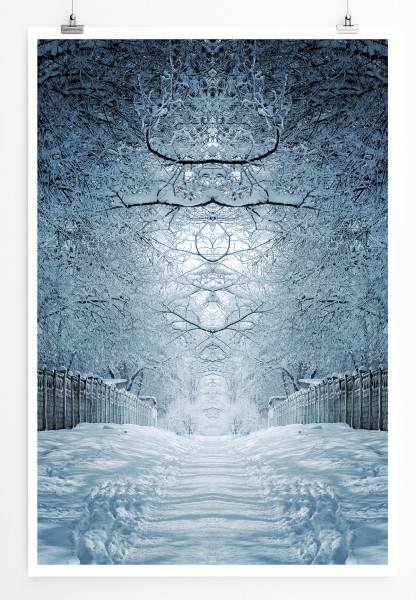 90x60cm Poster Fotocollage einer abstrakten gespiegelten Winterlandschaft