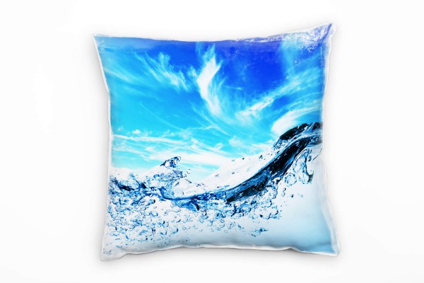 Meer, blau, weiß, Unterwasser, Welle, Blasen, Himmel Deko Kissen 40x40cm für Couch Sofa Lounge Zierk