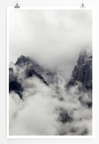 90x60cm Poster Naturfotografie Hochgebirge mit Wolken