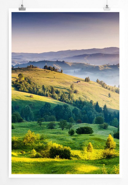 60x90cm Landschaftsfotografie Poster Dramatische Morgensonne Ukraine