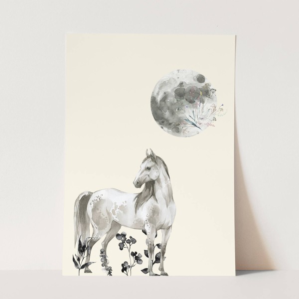 Wandbild Tier Motiv Pferd Vollmond Mond Mystisch Kunstvoll