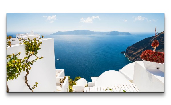 Leinwandbild 120x60cm Mittelmeer Griechenland Sommer Inseln Klippen Urlaub
