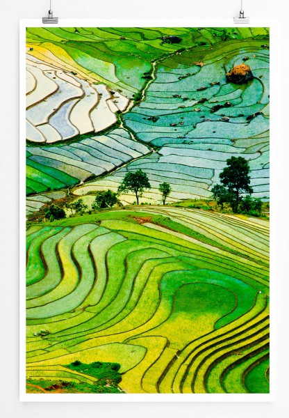 Landschaftsfotografie 60x90cm Poster Malerische Reisterrasse Vietnam