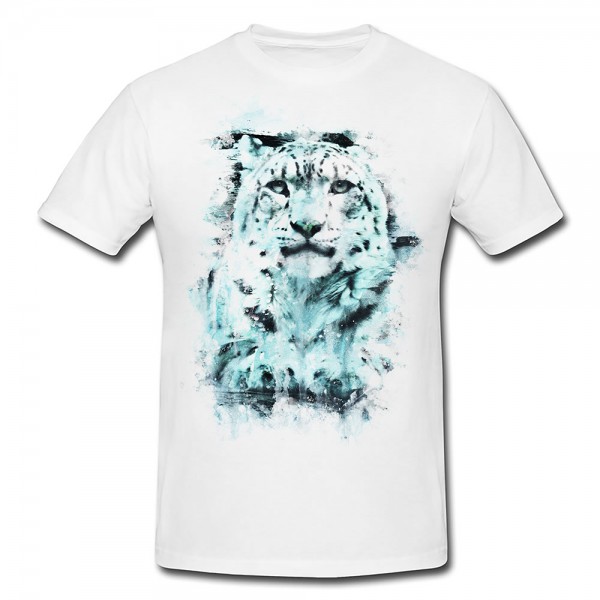 Snow Leopard Premium Herren und Damen T-Shirt Motiv aus Paul Sinus Aquarell