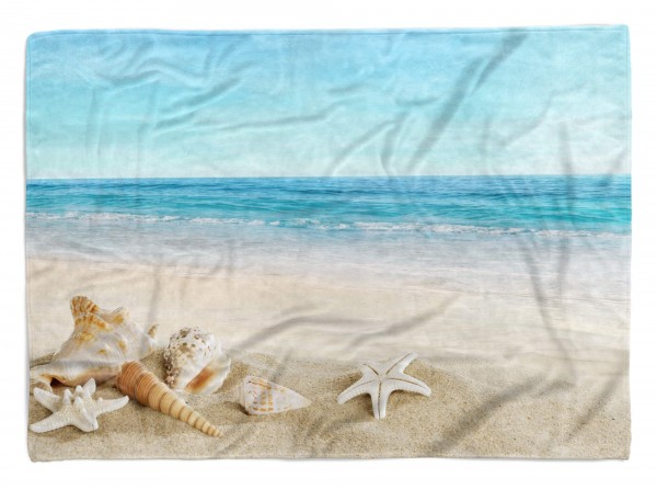Handtuch Strandhandtuch Saunatuch Kuscheldecke mit Fotomotiv Sandstrand Meer Mu