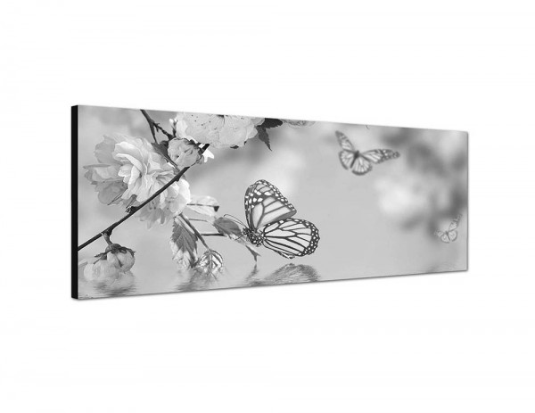 150x50cm Kirschblüten Schmetterlinge Wasser Spiegelung
