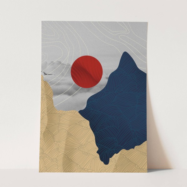 Japanische Motiv Berg Landschaft Sonne Dekorativ Schön