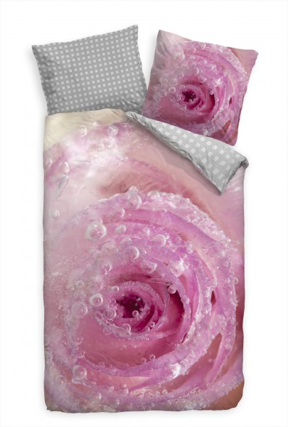 Rose Eis Abstrakt Makro Pink Bettwäsche Set 135x200 cm + 80x80cm Atmungsaktiv