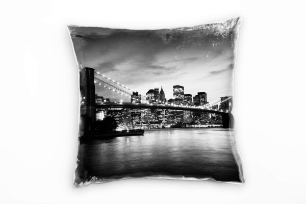 Urban und City, schwarz, weiß, New York, Abend Deko Kissen 40x40cm für Couch Sofa Lounge Zierkissen