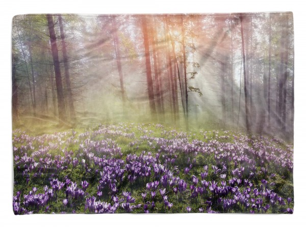 Handtuch Strandhandtuch Saunatuch Kuscheldecke mit Fotomotiv Waldblumen Wald Li