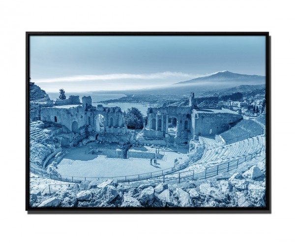 105x75cm Leinwandbild Petrol Ruinen Theater Taormina Griechenland