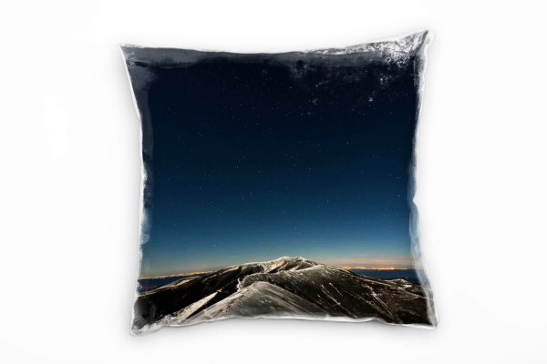 Landschaft, blau, Nacht, Sterne, Berge Deko Kissen 40x40cm für Couch Sofa Lounge Zierkissen