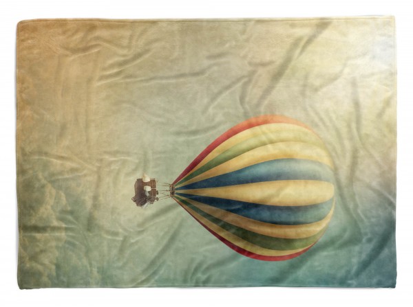 Handtuch Strandhandtuch Saunatuch Kuscheldecke mit Fotomotiv Heißluftballon Him