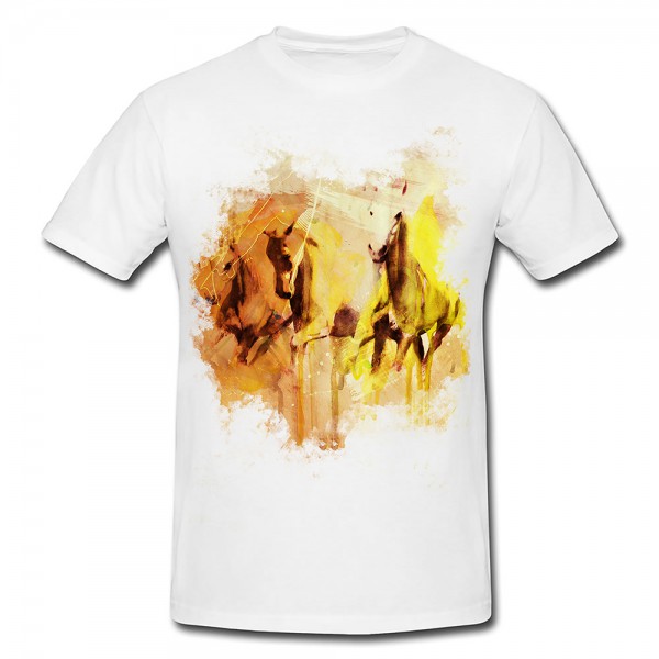 White Horses Premium Herren und Damen T-Shirt Motiv aus Paul Sinus Aquarell
