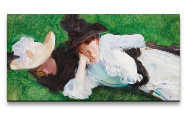 Remaster 120x60cm John Singer Sargent weltberühmtes Gemälde zeitlose Kunst Two Girls on a Lawn