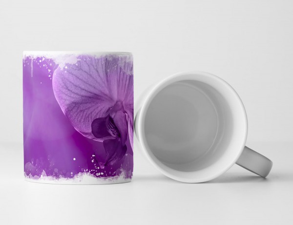 Tasse Geschenk Naturfotografie – Lila Orchidee auf lila Hintergrund
