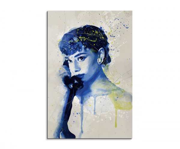 Audrey Hepburn V Aqua 90x60cm Wandbild Aquarell Art