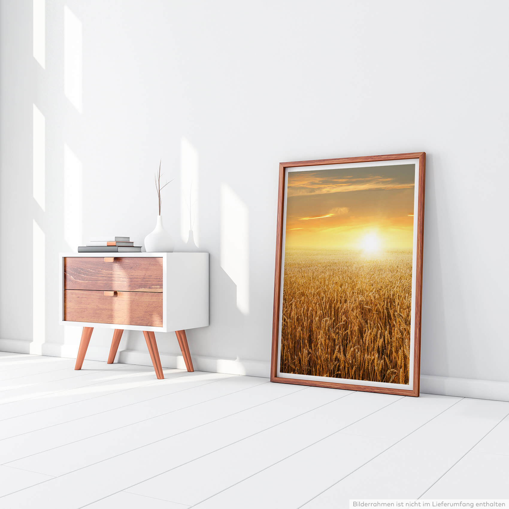 60x90cm Poster Landschaftsfotografie  Sonne über dem Weizenfeld