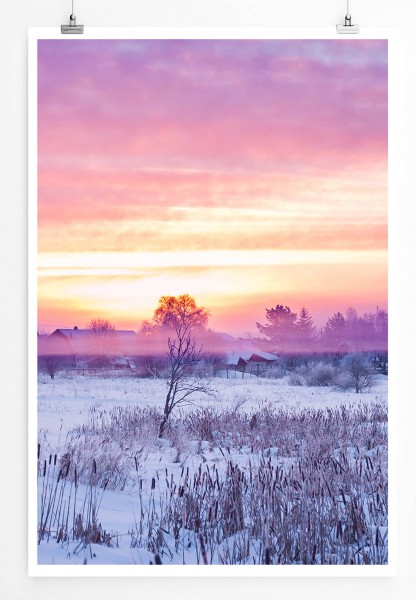 Landschaftsfotografie  Wunderschöne Winterlandschaft im Nebel 60x90cm Poster